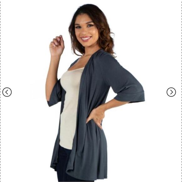 NWT Gray 24/7 Half Sleeve Cardigan Size Medium - Picture 2 of 8